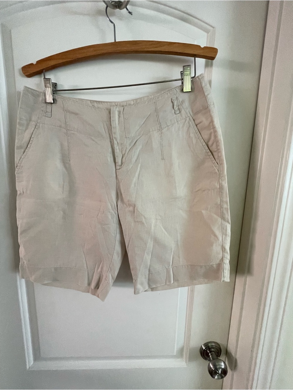 Calvin Klein 100% Linen Light Beige Women’s Bermuda Shorts